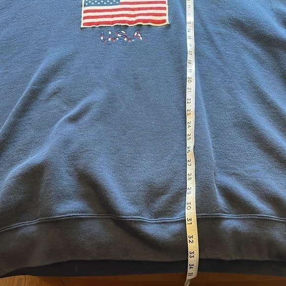 VTG-fruit of a loom-3X-navy blue-USA flag graphic embroidery crewneck sweatshirt - Picture 8 of 11